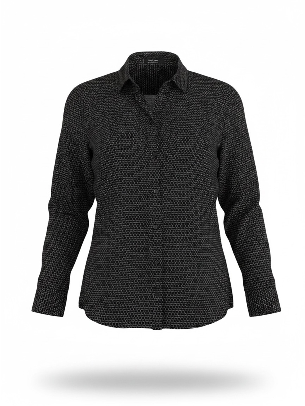 Mango Black Shirt with White Stitch Pattern